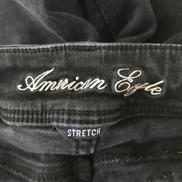 American Eagle Outfitters Skinny Jeans 4R Regular Black Low Rise Stretch - Picture 8 of 10